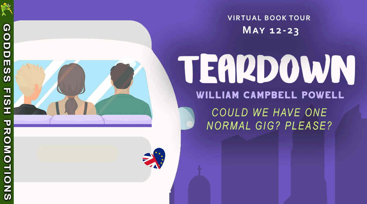 The Virtual Book Tour banner, focusing on the van from the book cover